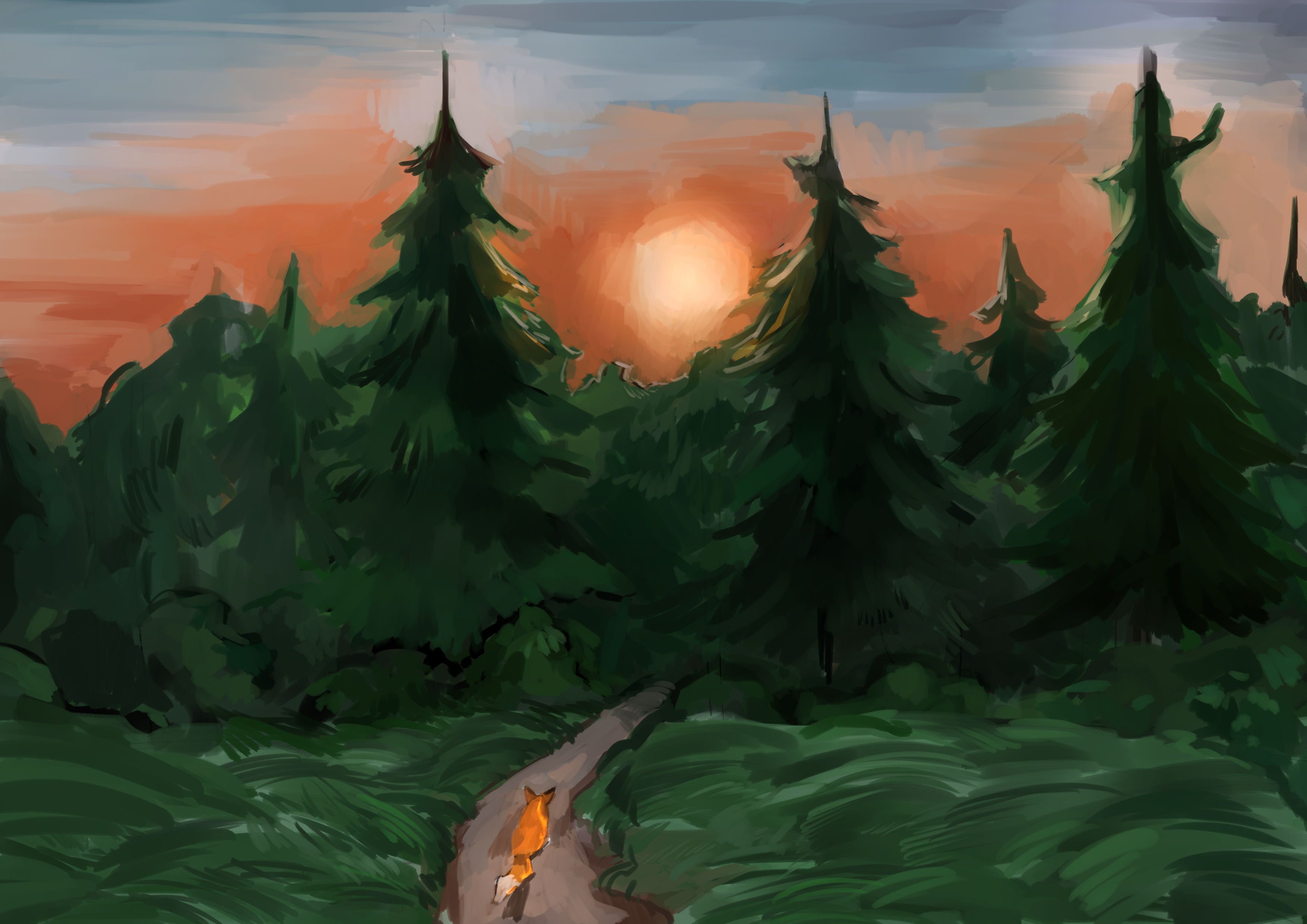 Fox staring at suburban houses